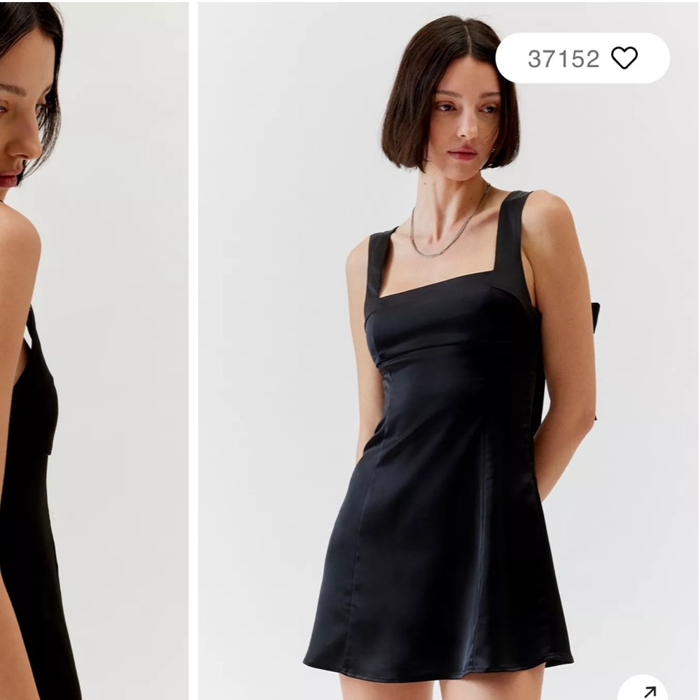 UO Bri Double Bow Satin Mini Dress